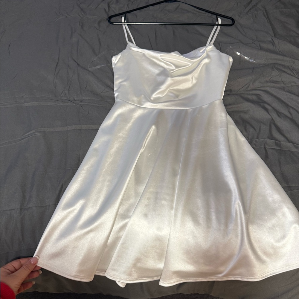 Elegant White Satin Dress